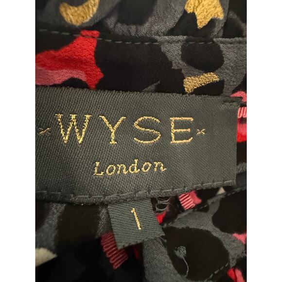 WYSE London Aimee Leopard Midi Dress Size 1 Fit S Ruffled Neckline 100% Viscose - Picture 13 of 13